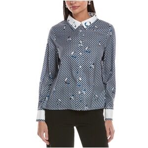 Gracia‎ Logo Printed Collared Shirt Women's Size Small